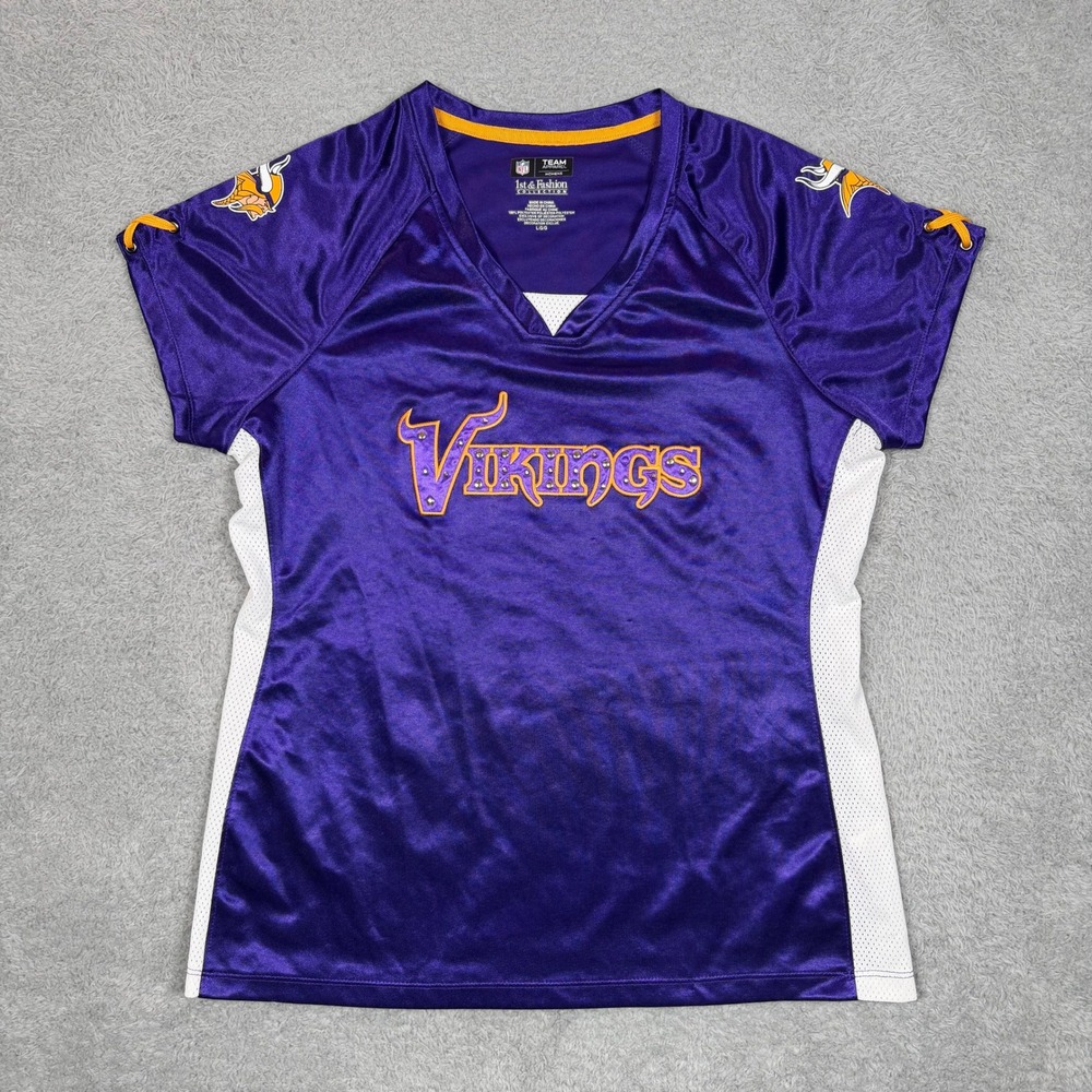NFL Team Apparel Minnesota Vikings‎ Women Purple Studded Fashion Jersey Large